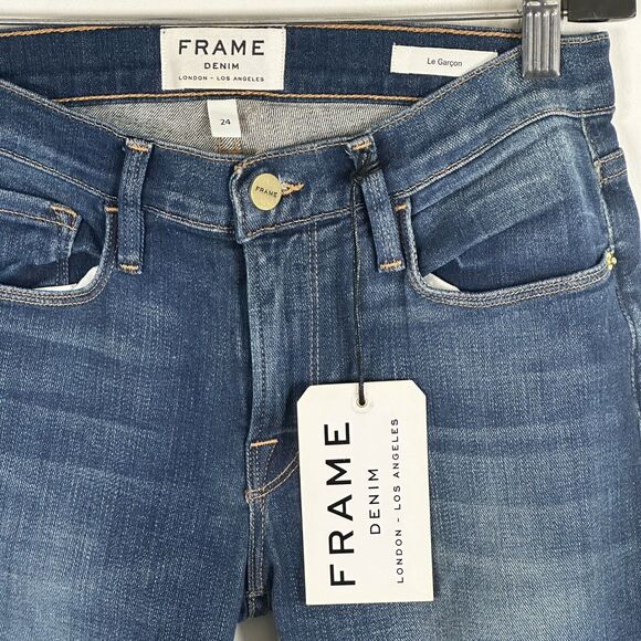 Frame Denim Women's Le Garcon Blue Boyfriend Jeans in Kenter Size 24 NWT $239 - Picture 6 of 8